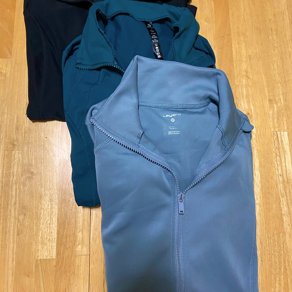 3 Long Sleeve Zippered Athletic Tops